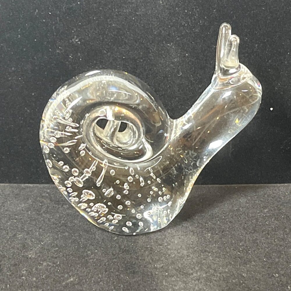 VTG Garden Snail Escargot Paperweight Handmade Clear Art Glass Décor figurine - Picture 4 of 9